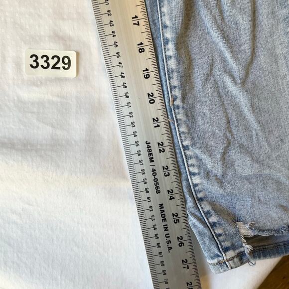 American Eagle Women Skinny Jeans size 16R US Blue Mid Rise Stretch Frayed - Picture 4 of 12
